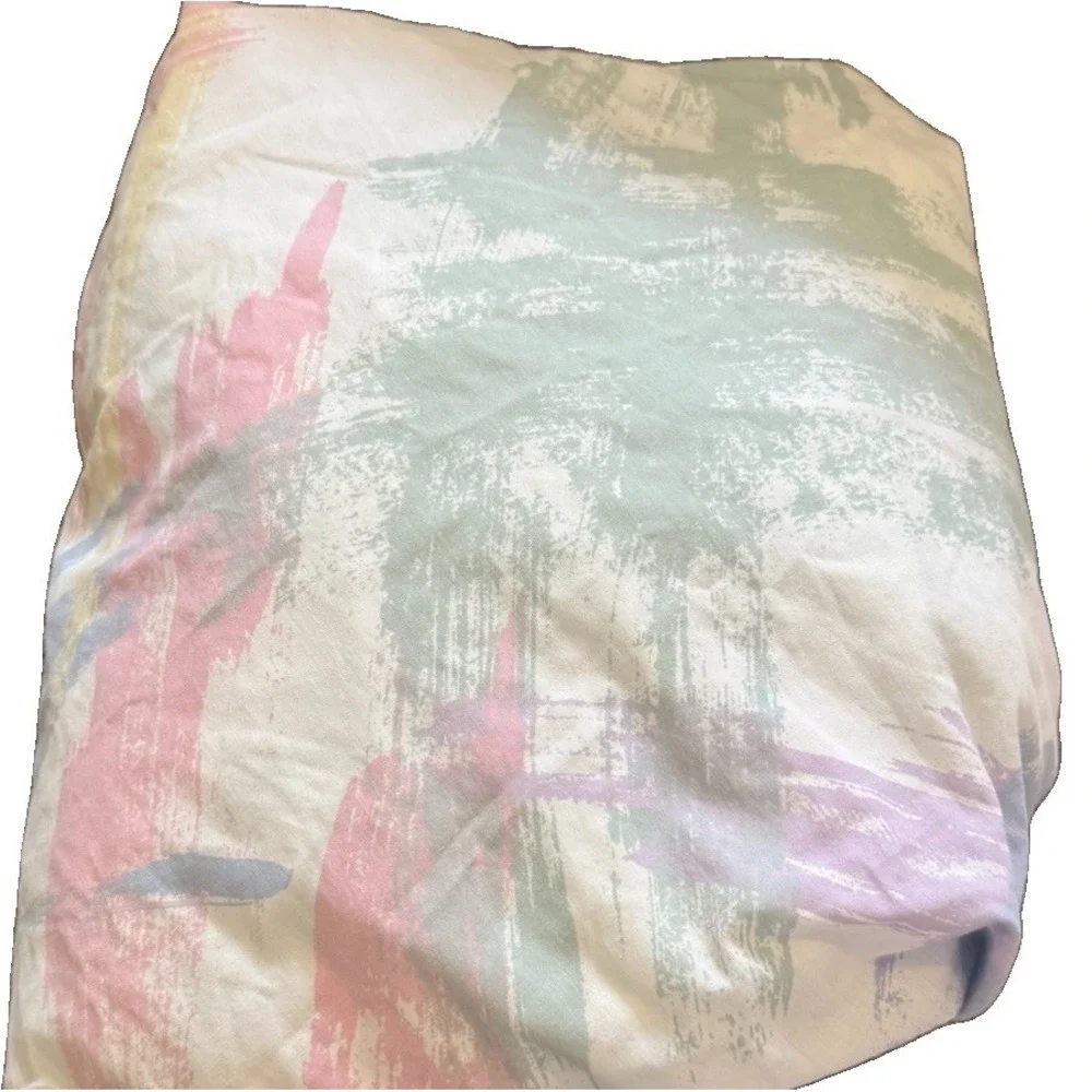 Vintage JCPenney Sheet Set Twin 3pc Set Watercolor Pink Blue Green